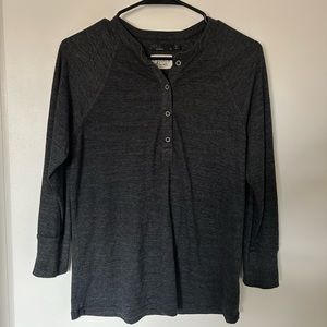 Prana Cozy Up Henley, Black, Size Small